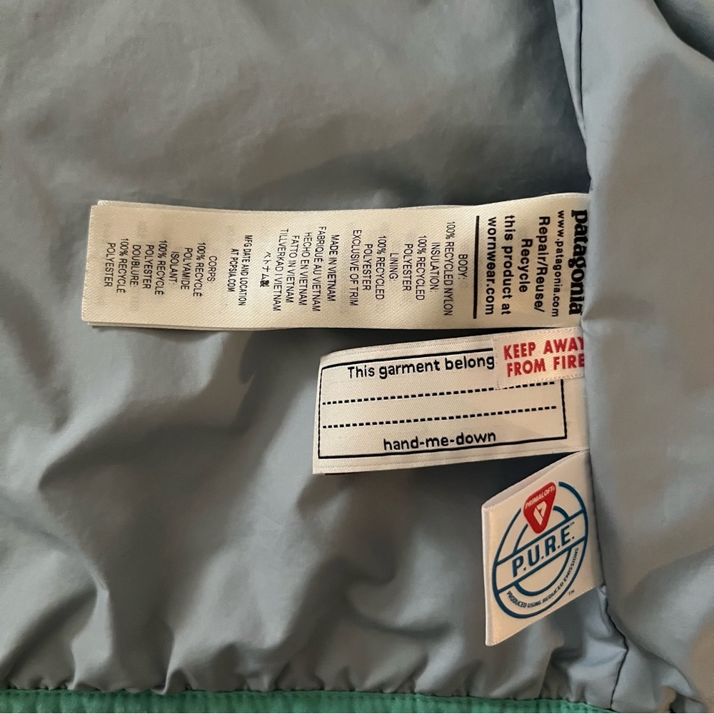 Like New 🆕 Patagonia Nano Puff Diamond Quilt Jacket 4T MINT GREEN - Picture 4 of 6